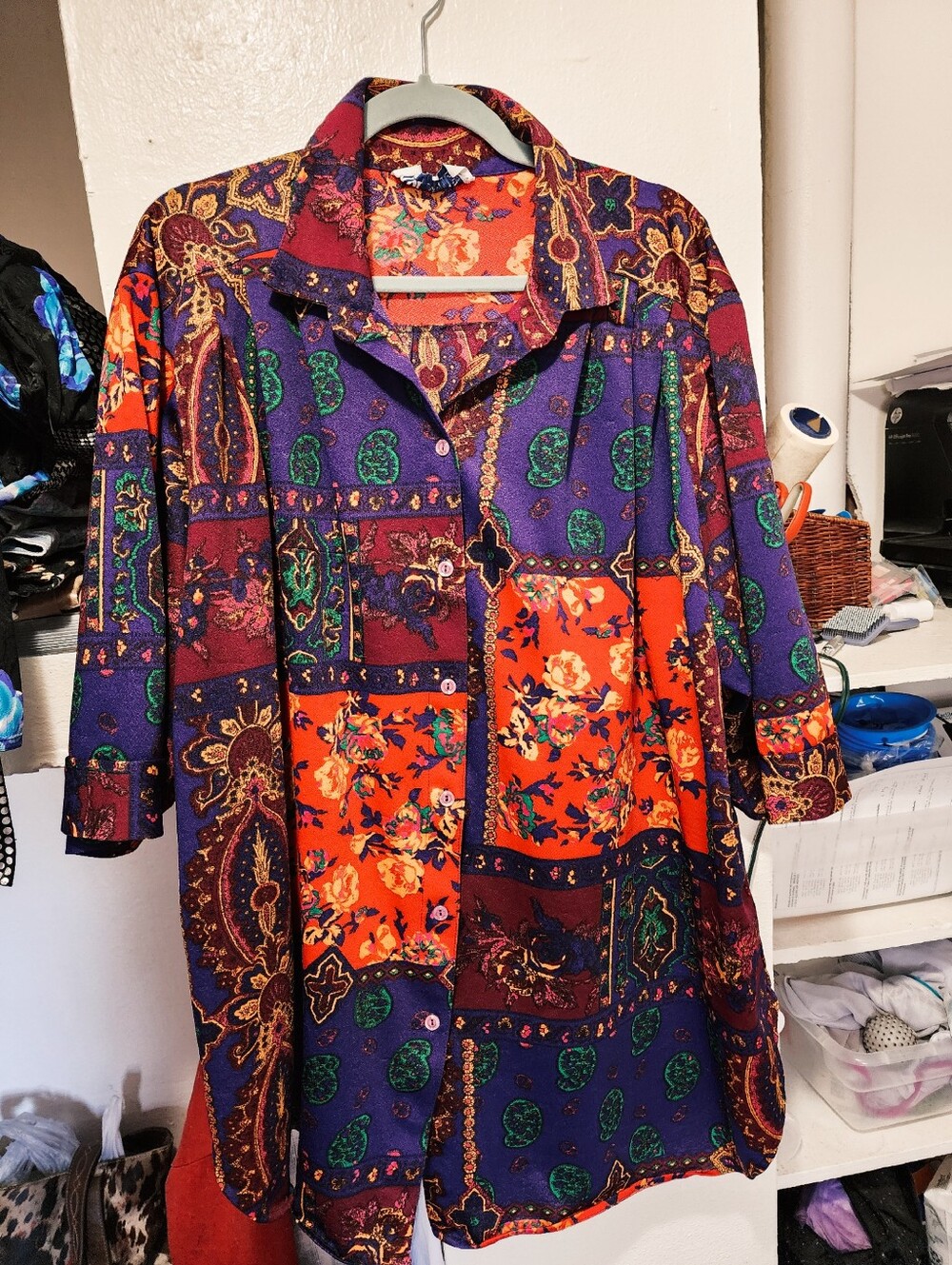 WOMEN'S 70'S TUNIC BLOUSE - MULTI